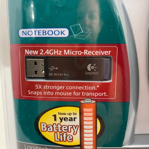 Logitech V200 Cordless Notebook Mouse With 2.4GHz Micro-Receiver NIB - Picture 2 of 6